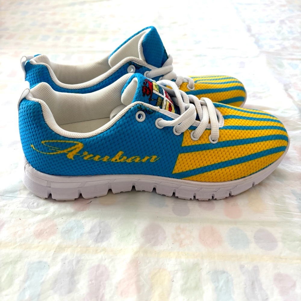 NWOT Aruba Special Sneakers Blue and Yellow Athletic Sneakers SZ 6 - Picture 1 of 13